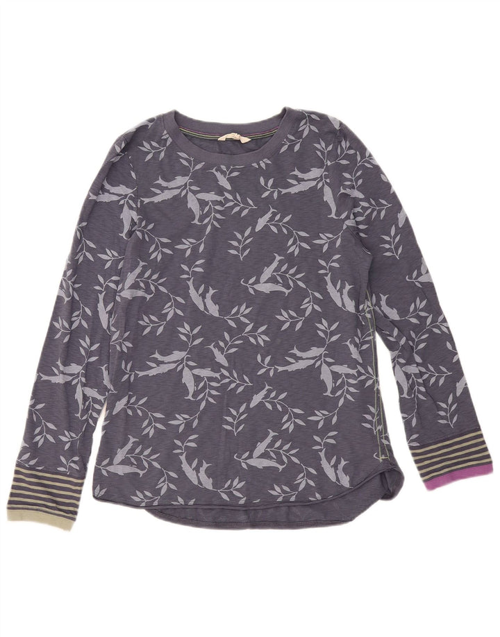 White Stuff Top pentru femei cu mânecă lungă UK 12 Medium Gri Floral Bumbac