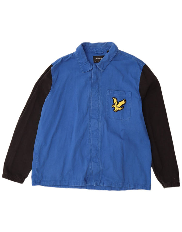 Jachetă bomber pentru bărbați Lyle & Scott UK 44 2XL Bumbac color bloc albastru
