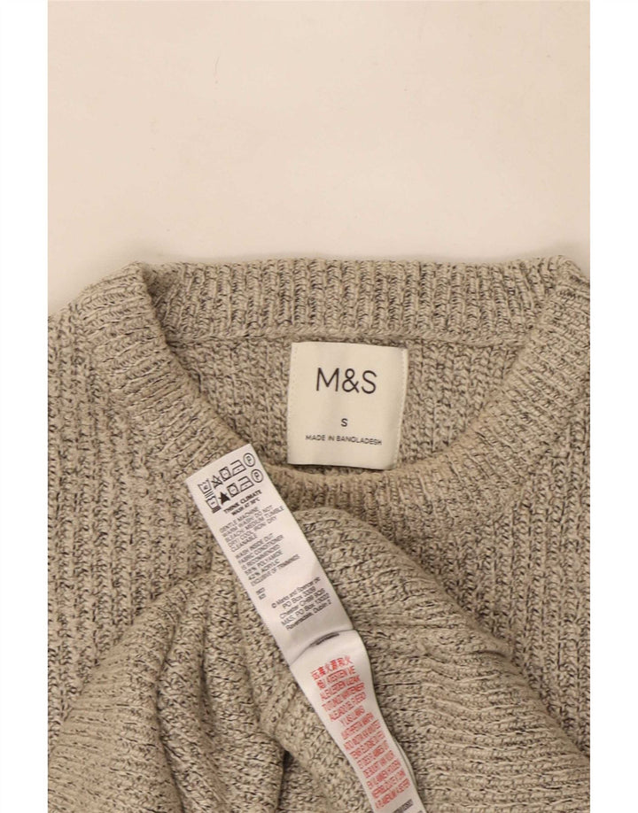Pulover pentru bărbați Marks & Spencer cu gât roșu din poliester cu pete mici, bej