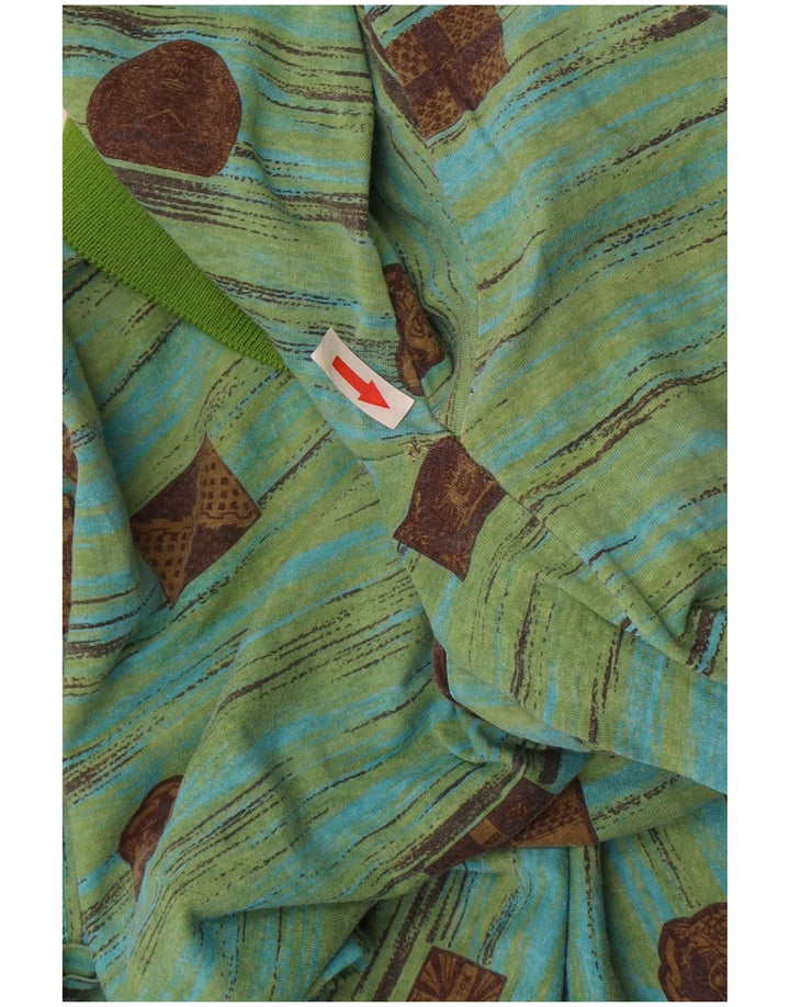Tricou polo vintage pentru bărbați IT 48 bumbac geometric verde mediu