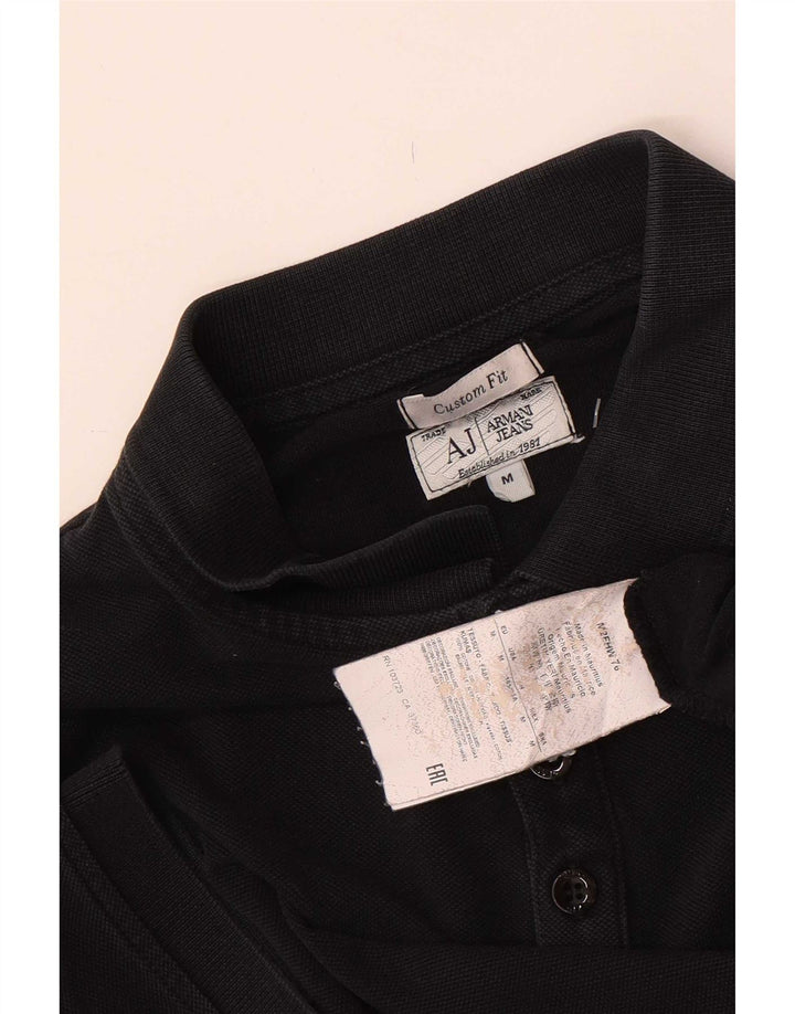 Tricou polo Armani Jeans, personalizat, bumbac mediu negru