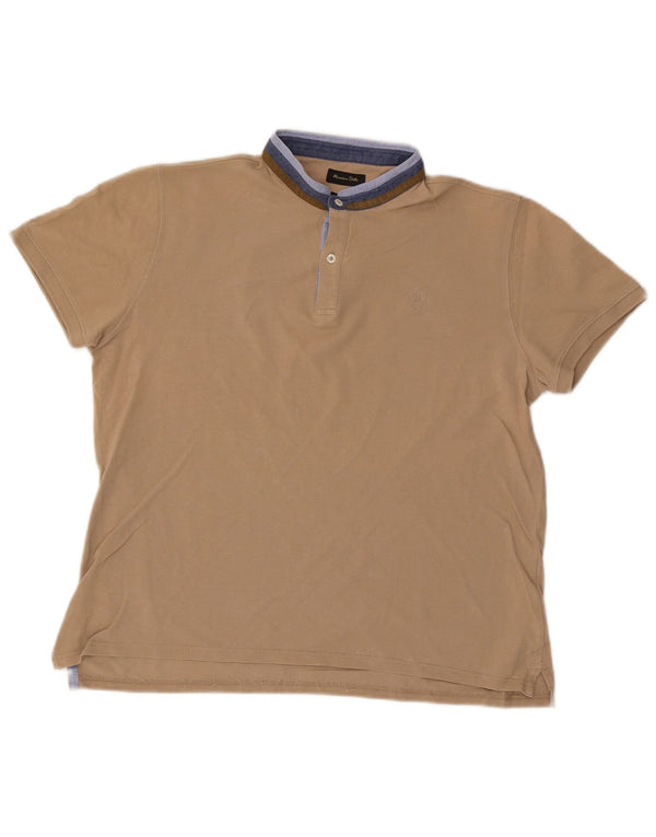 Cămașă polo Massimo Dutti pentru bărbați, în formă lejeră, mare, bej