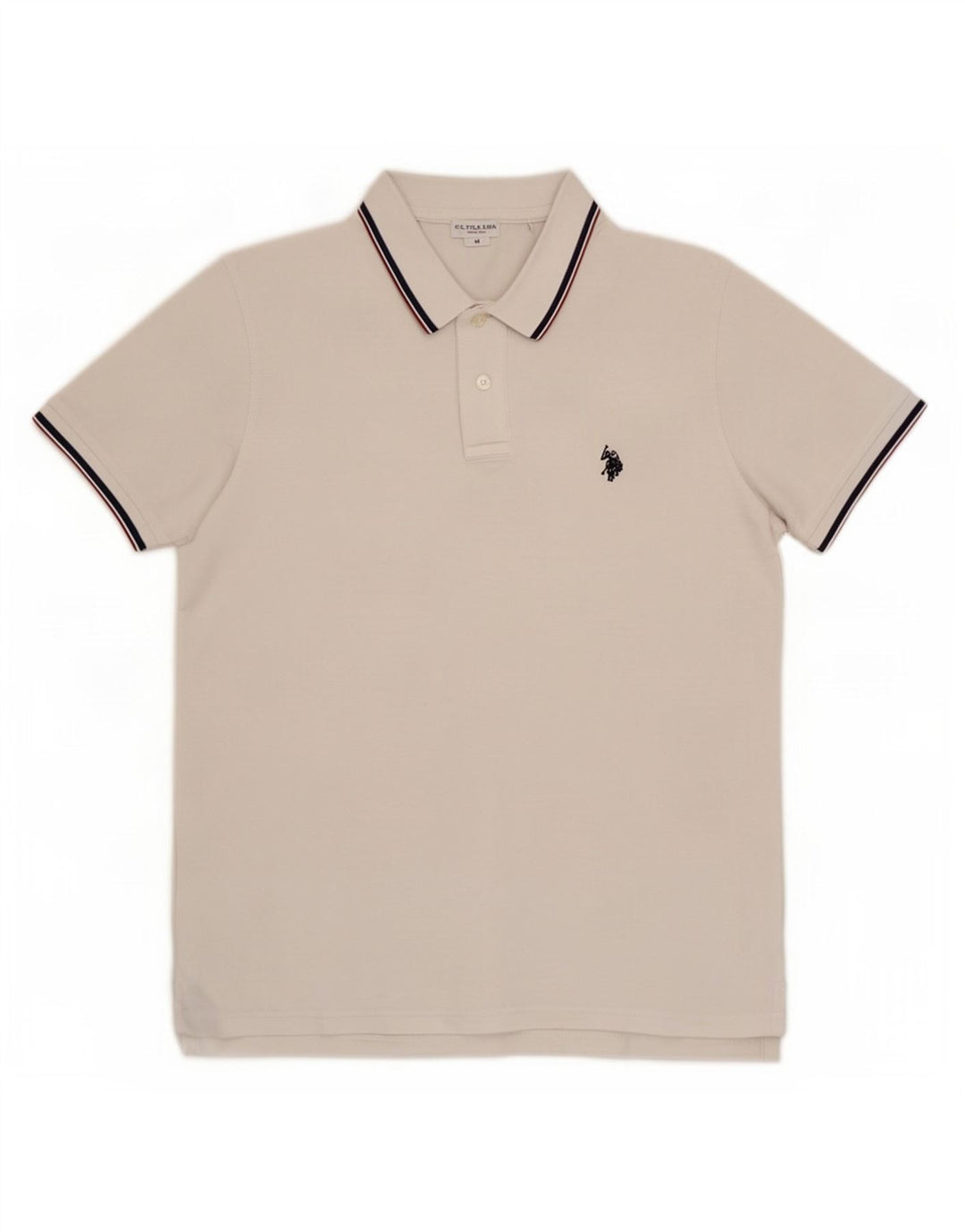 U.S. Polo Assn. Tricou polo pentru bărbați din bumbac alb mediu