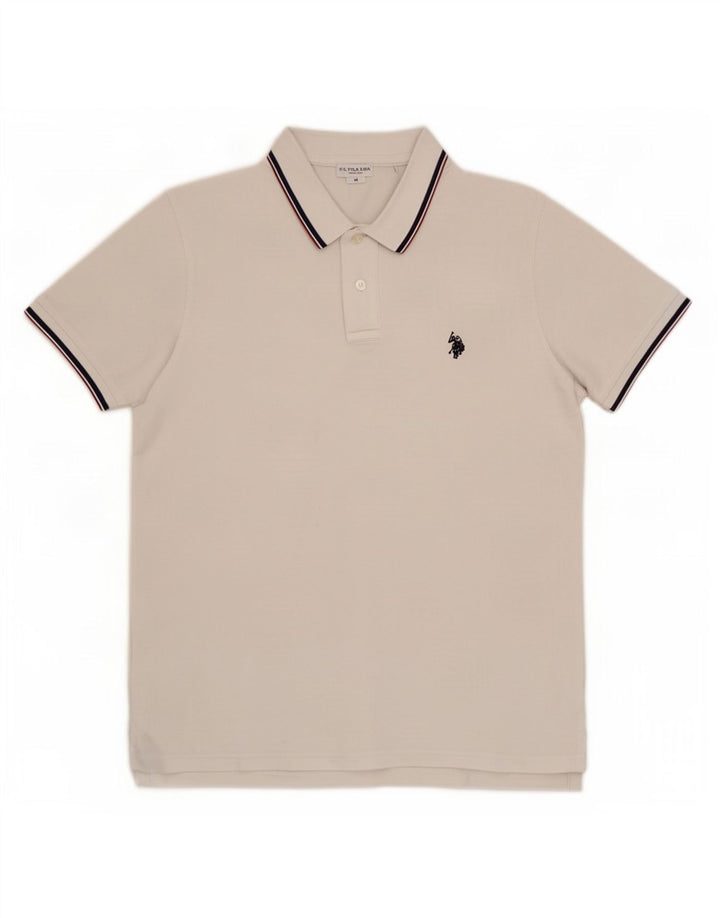 U.S. Polo Assn. Tricou polo pentru bărbați din bumbac alb mediu