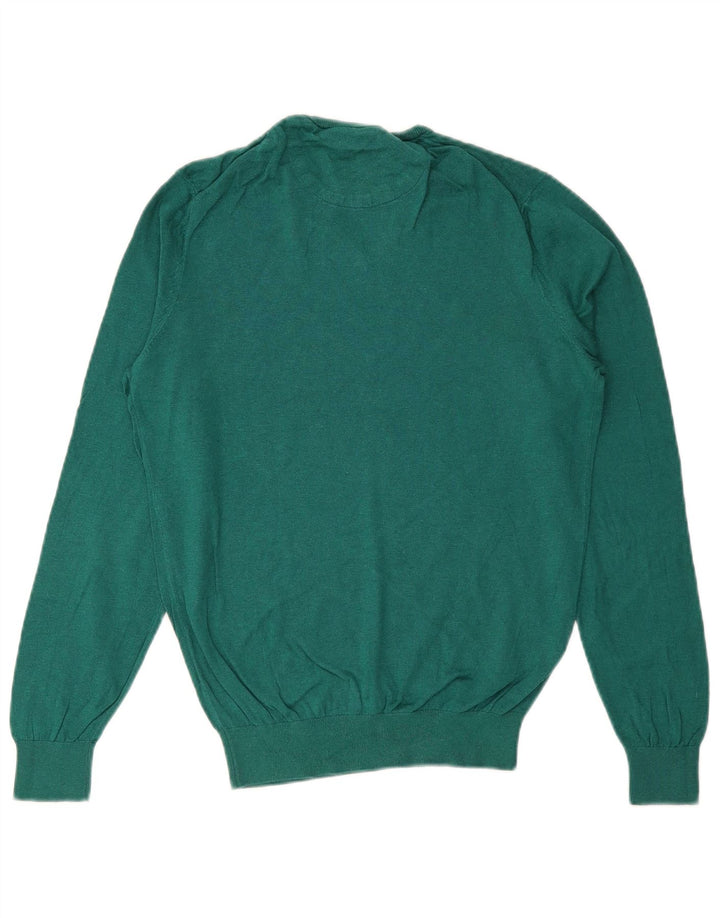 MASSIMO DUTTI Pulover cu decolteu în V pentru bărbați, bumbac verde mic