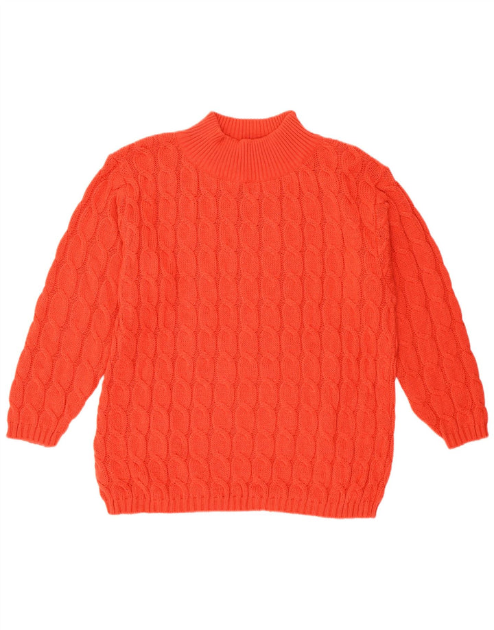 VINTAGE Pulover cu gât țestoasă pentru femei UK 14 Lână roșie medie