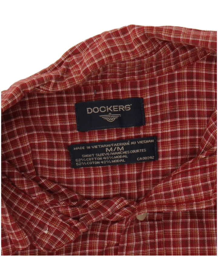 Cămașă cu mânecă scurtă Dockers pentru bărbați, bumbac cu carouri roșii medii