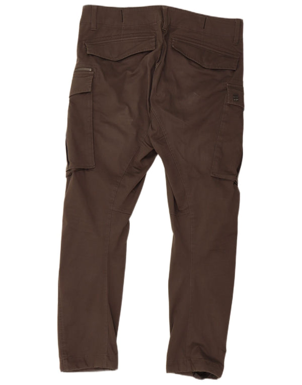 G-STAR Mens Straight Cargo Trousers W34 L32 Khaki Cotton