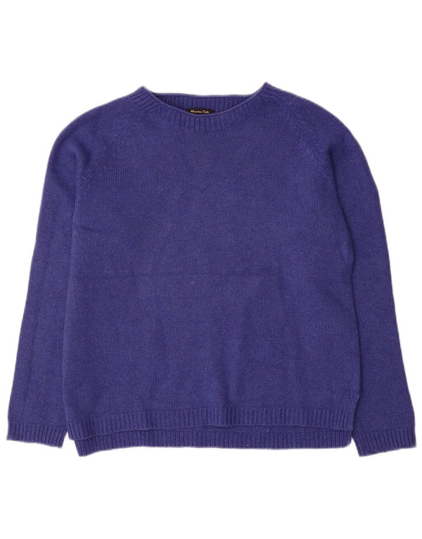 Pulover pentru femei Massimo Dutti cu gât de barcă UK 16 Mare Lână bleumarin