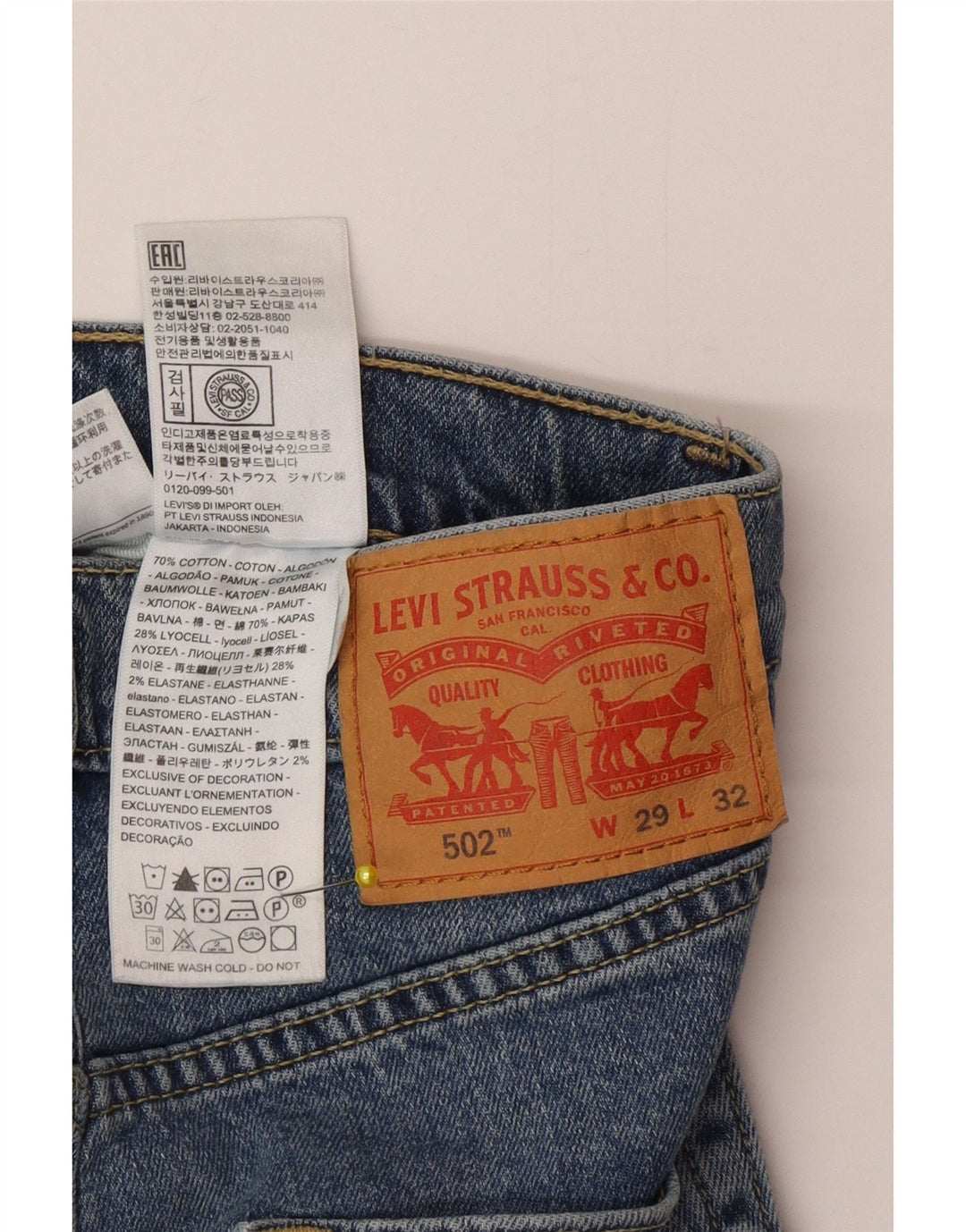 Blugi conici pentru bărbați Levi's 502 W29 L32 Bumbac albastru