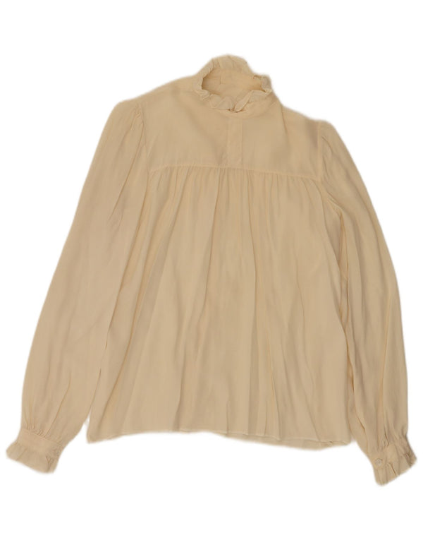 Bluză de cămașă vintage pentru femei UK 12 Medium Off White
