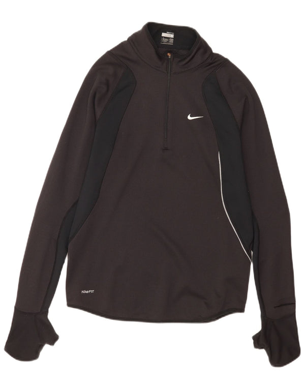 Top de trening Nike pentru bărbați, cu fermoar și gât, UK 36/38, negru, colorblock
