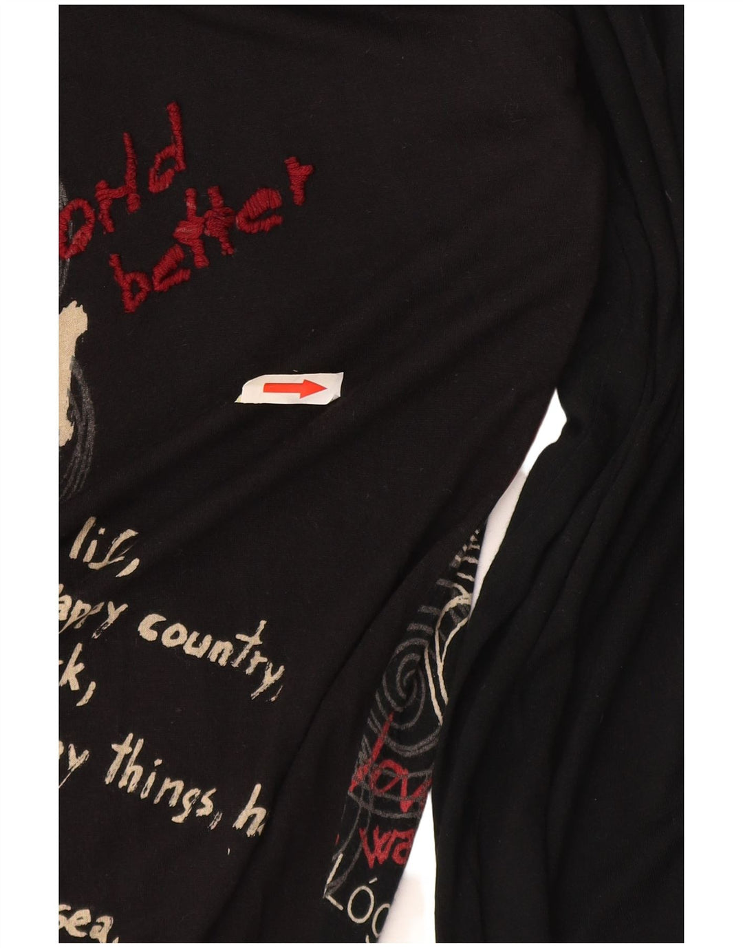 Top cu tunică grafică Desigual pentru femei, Fluture mic, negru