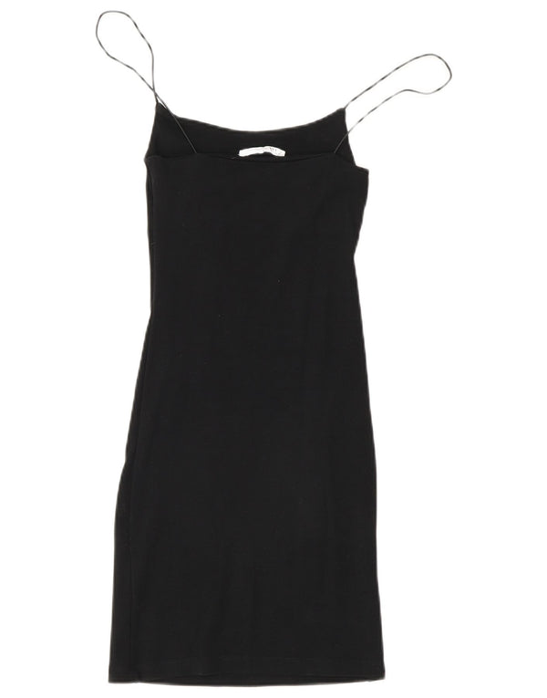 Rochie Slip Femei Zara UK 8 Mic Negru Bumbac