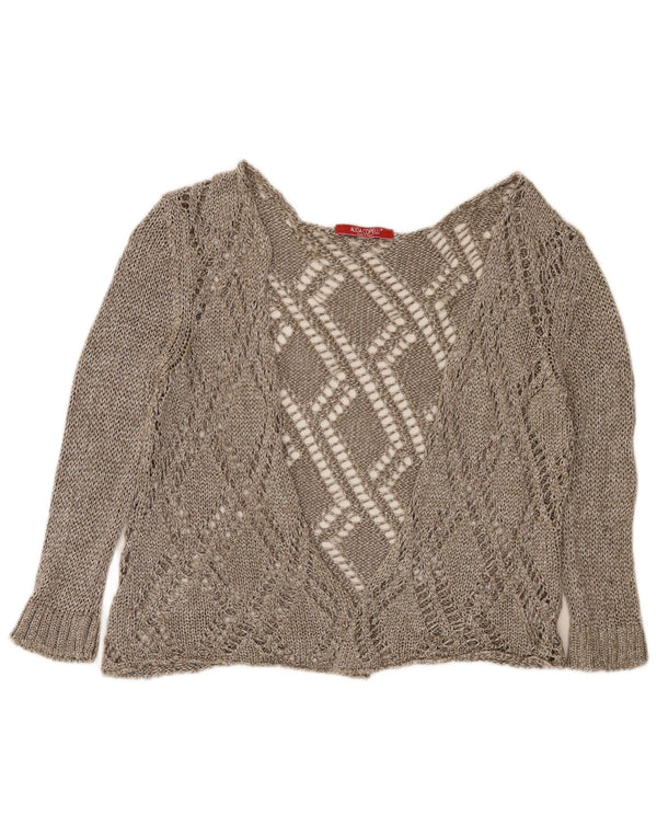 Pulover Vintage pentru femei cu mâneci 3/4 cardigan UK 14 mare maro pete