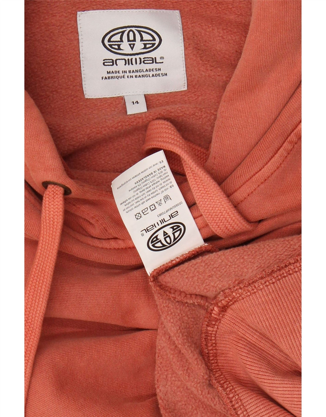 ANIMAL Pulover supradimensionat cu glugă cu grafic pentru femei UK 14, bumbac mare, roz