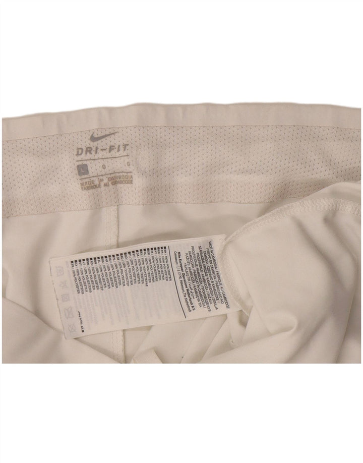 Pantaloni scurți sport Nike Dri Fit pentru femei UK 16, mari, alb, poliester