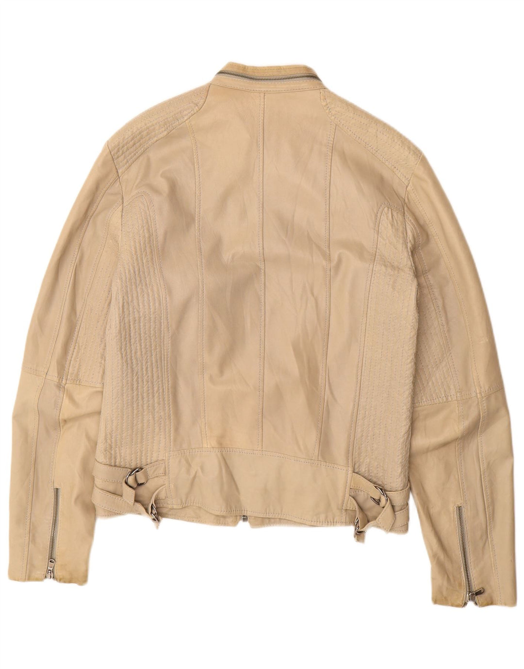 Jachetă de piele vintage pentru femei UK 16, mare, bej, din piele