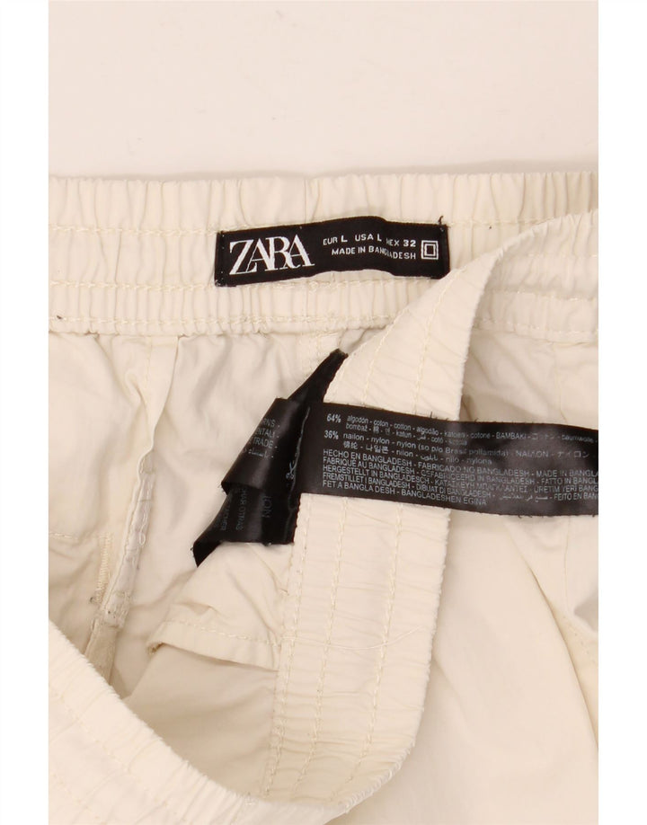 Pantaloni scurți cargo pentru bărbați ZARA, mari W32, bumbac alb