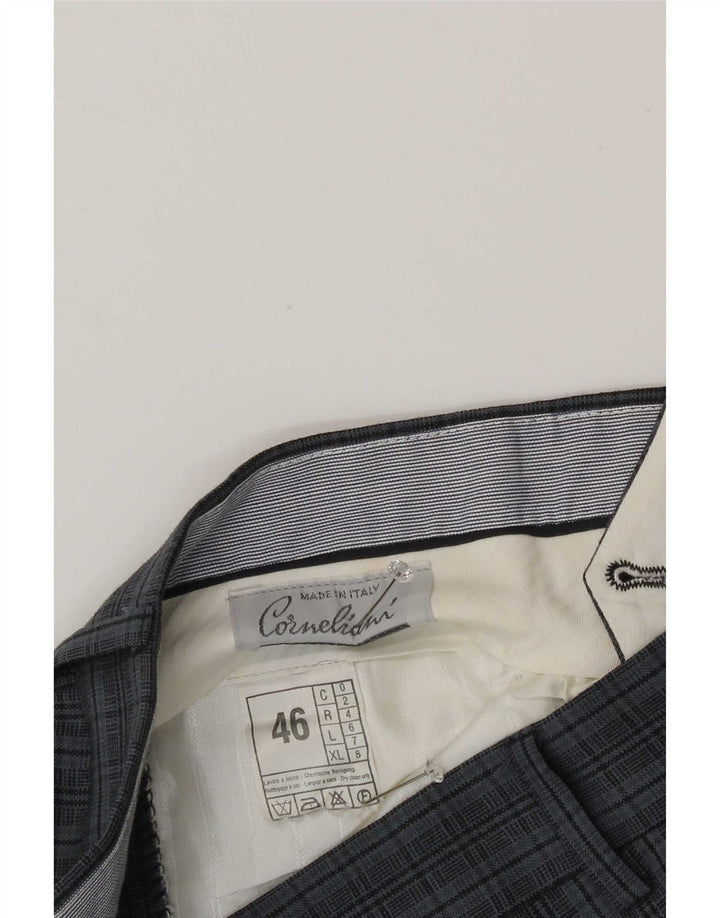 Corneliani Mens Pegged Suit Trousers IT 46 Small W30 L30 Blue Check