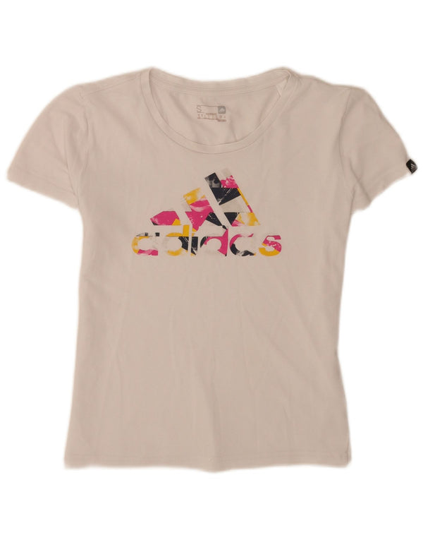 Tricou grafic Adidas pentru femei Top UK 8/10 Small White Bumbac