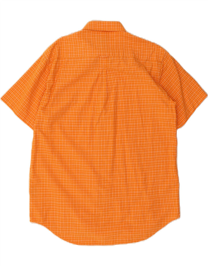 FILA Mens Short Sleeve Shirt Large Orange Check Cotton Vintage Fila and Second-Hand Fila from Messina Hembry 