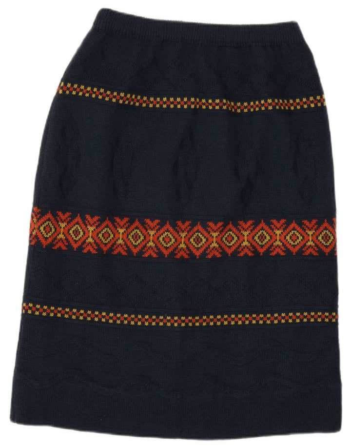 Fusta midi vintage pentru femei W28 Medium bleumarin Argyle/Diamond