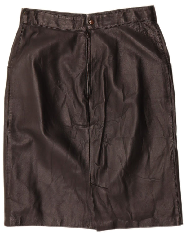 Fusta din piele vintage pentru femei IT 44 Medium W28 Piele geometrică neagră