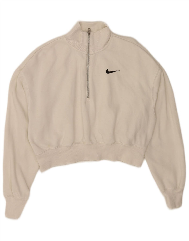 Pulover Nike pentru femei, supradimensionat, cu fermoar și gât, UK 10, mic, alb