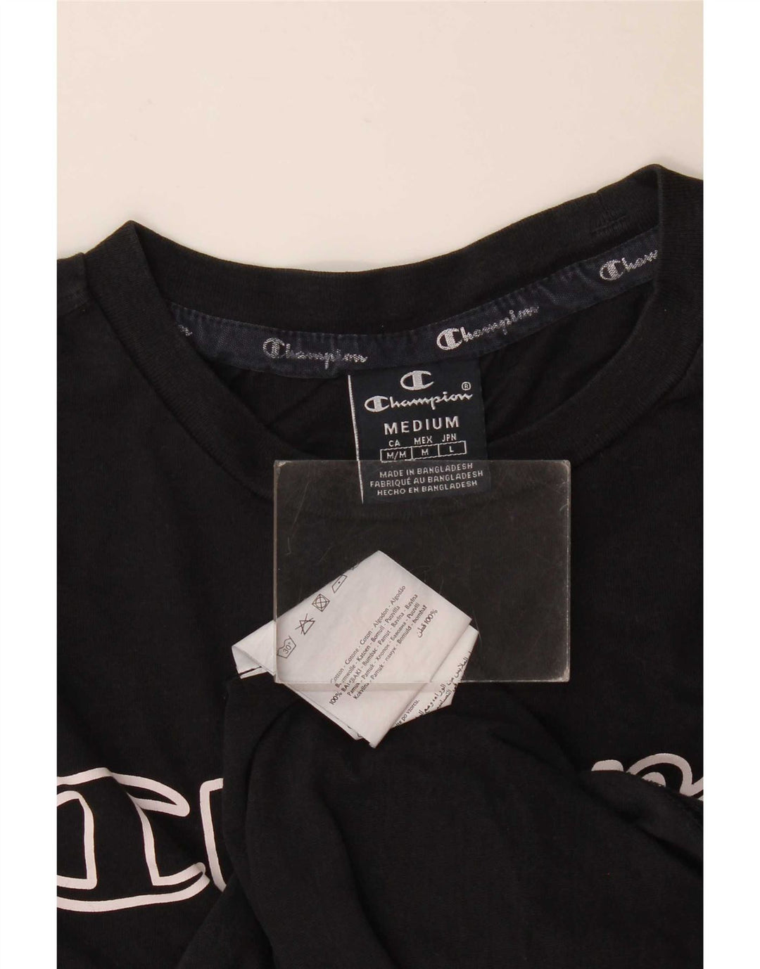 Tricou grafic Champion pentru bărbați Top mediu din bumbac negru