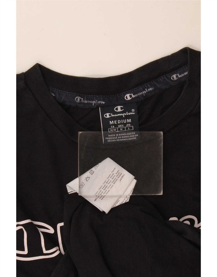 Tricou grafic Champion pentru bărbați Top mediu din bumbac negru