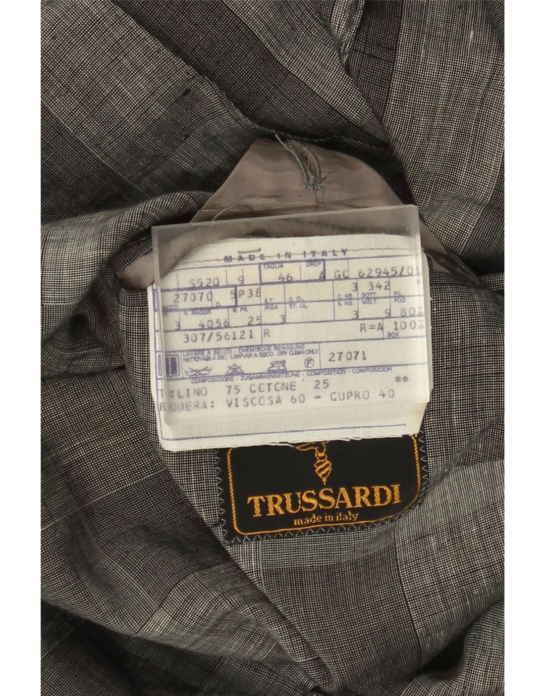 Jachetă pentru bărbați Trussardi cu 2 nasturi IT 46, in carouri, gri mică