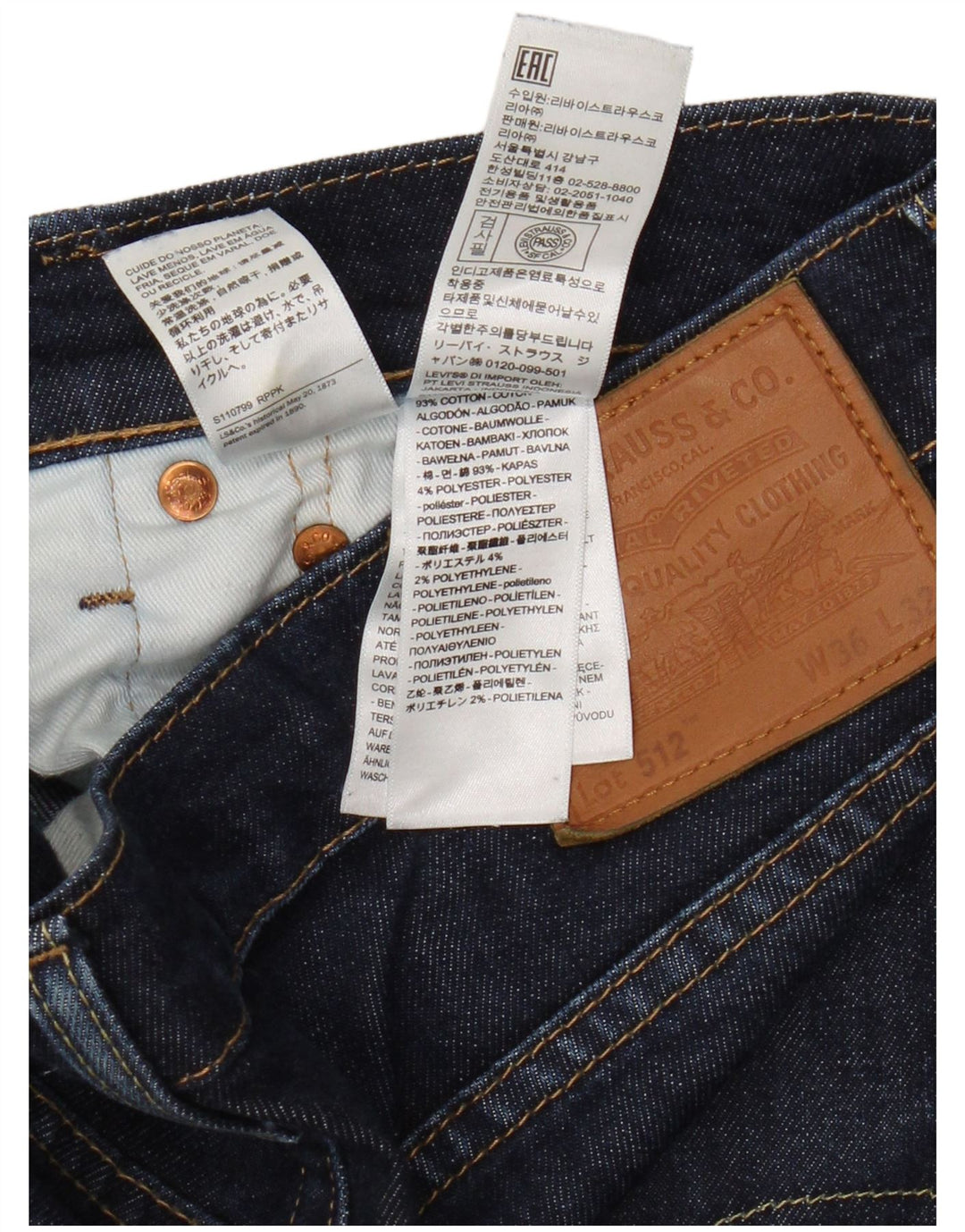 Blugi conici pentru bărbați Levi's 512 Slim Fit W36 L32 bumbac bleumarin