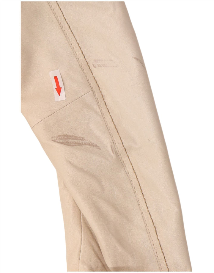 Jachetă vintage din piele crop pentru femei UK 8 Bej mic
