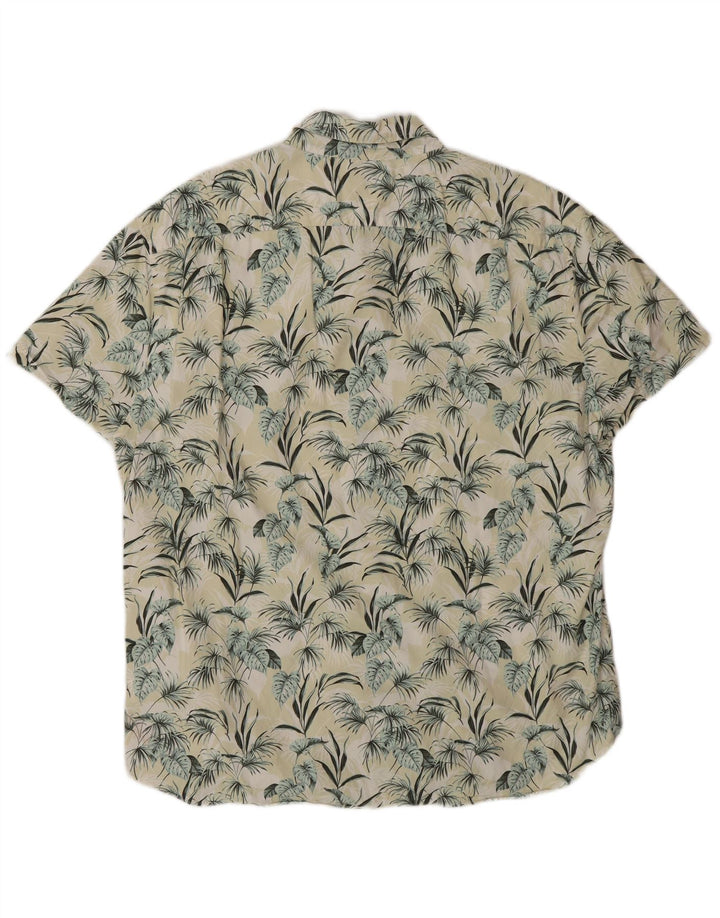 Cămașă cu mânecă scurtă pentru bărbați J. CREW XL galben din bumbac floral hawaian