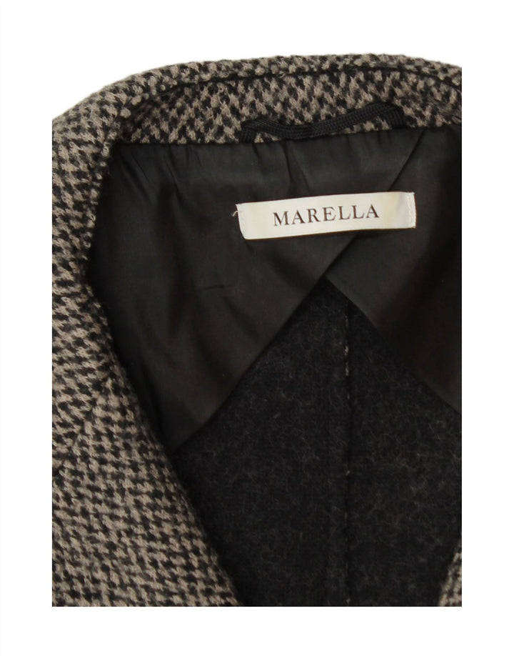 MARELLA Womens Double Breasted Blazer Jacket UK 16 Large Grey Herringbone