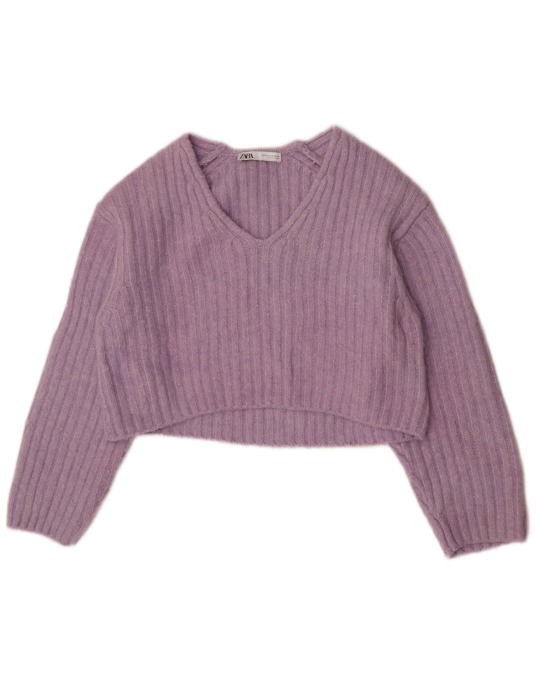 Pulover cu decolteu în V pentru femei Zara UK 14 Poliester violet mediu
