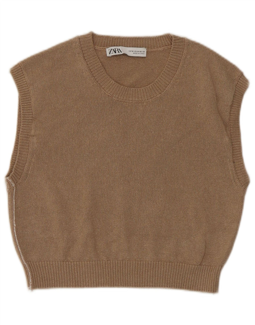 Zara femei Crop Vest Tank Top UK 12 Maro Mediu