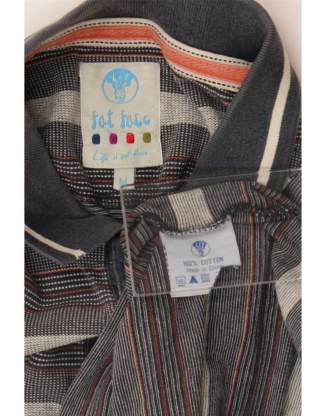 Tricou polo pentru bărbați Fat Face, bumbac cu dungi gri mediu