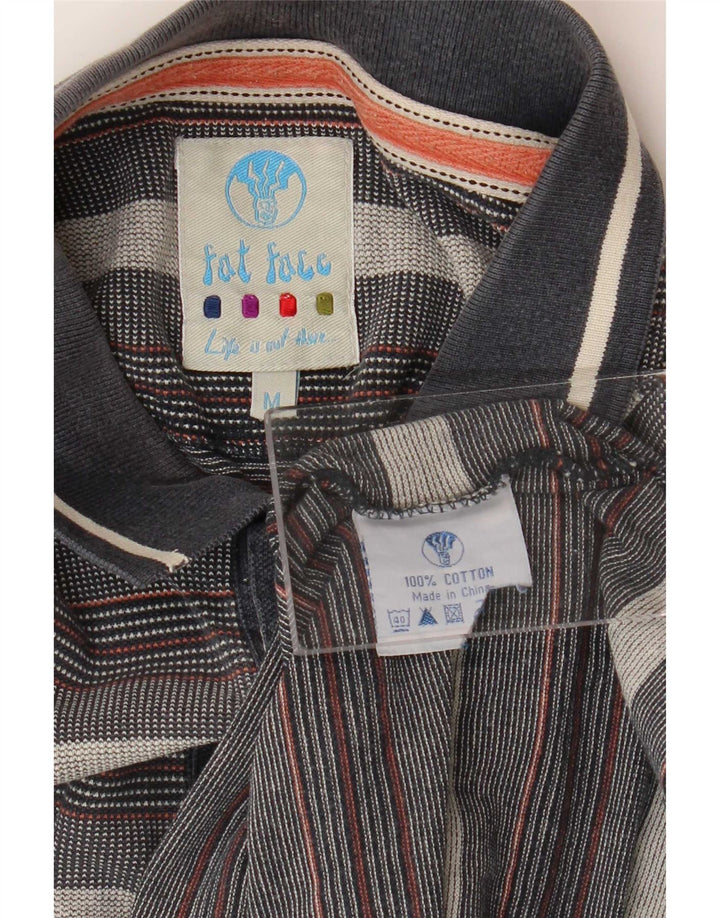 Tricou polo pentru bărbați Fat Face, bumbac cu dungi gri mediu