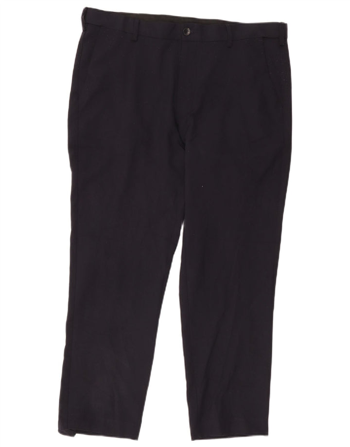 Pantaloni chino pentru bărbați Marks & Spencer, cu ajustare normală, L36 L27, poliester bleumarin