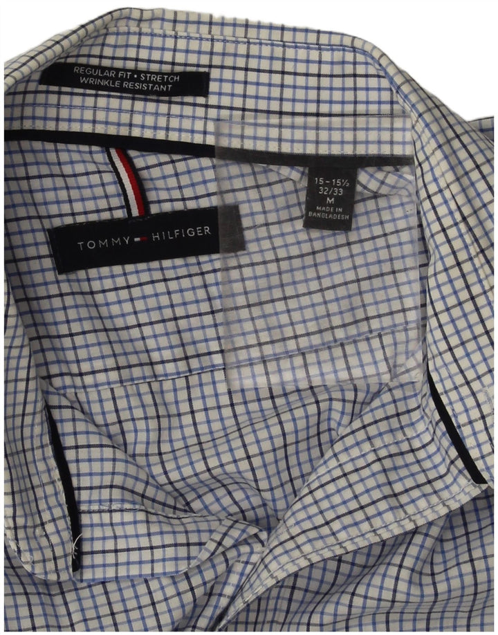Cămașă Tommy Hilfiger pentru bărbați, cu tăiere obișnuită, mărimea 15 1/2, bumbac cu carouri albastru mediu