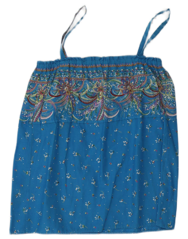 Top camis vintage pentru femei UK 12 Medium Blue Floral