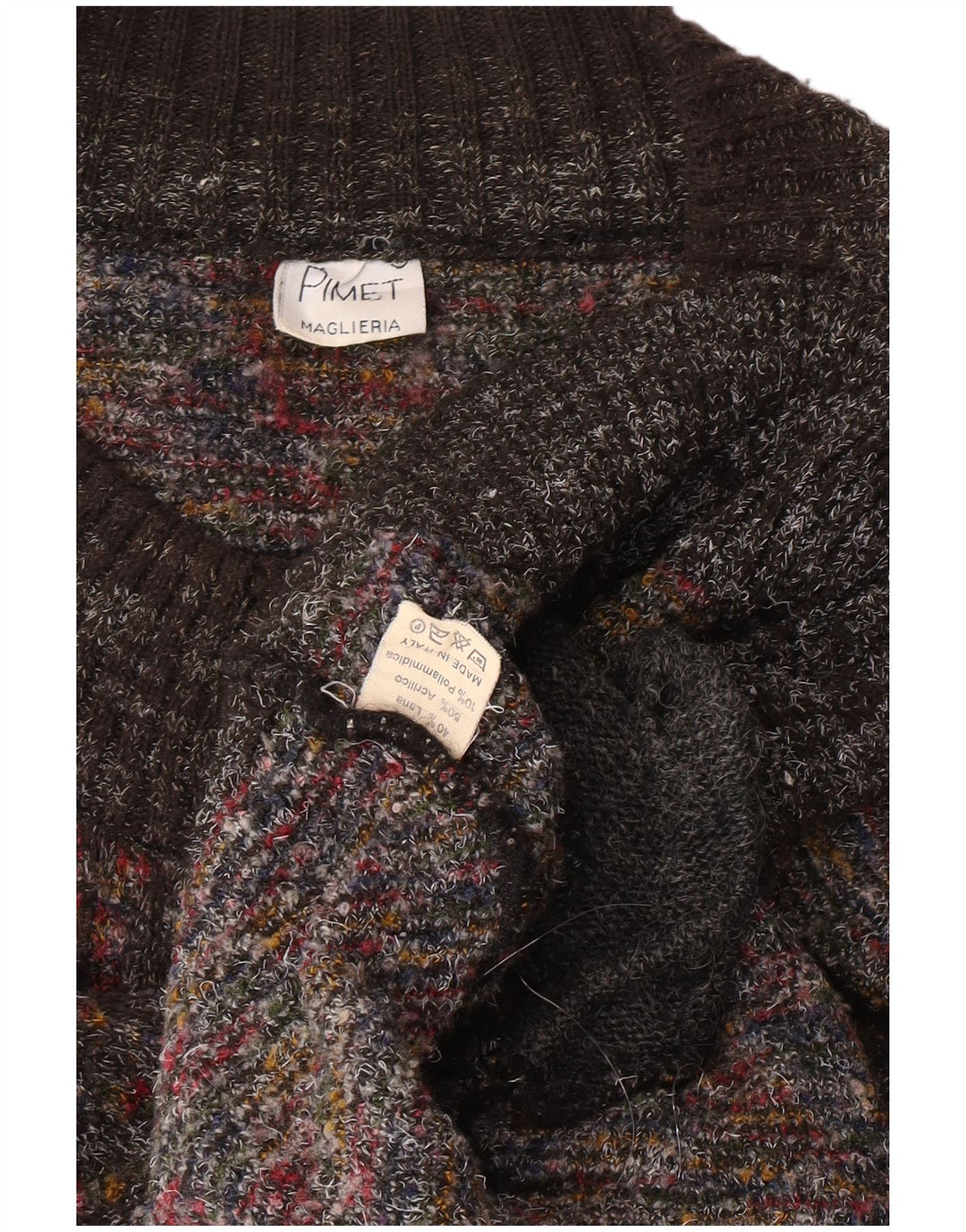 Pulover cardigan pentru bărbați Pimet, lână mare, gri cu pete