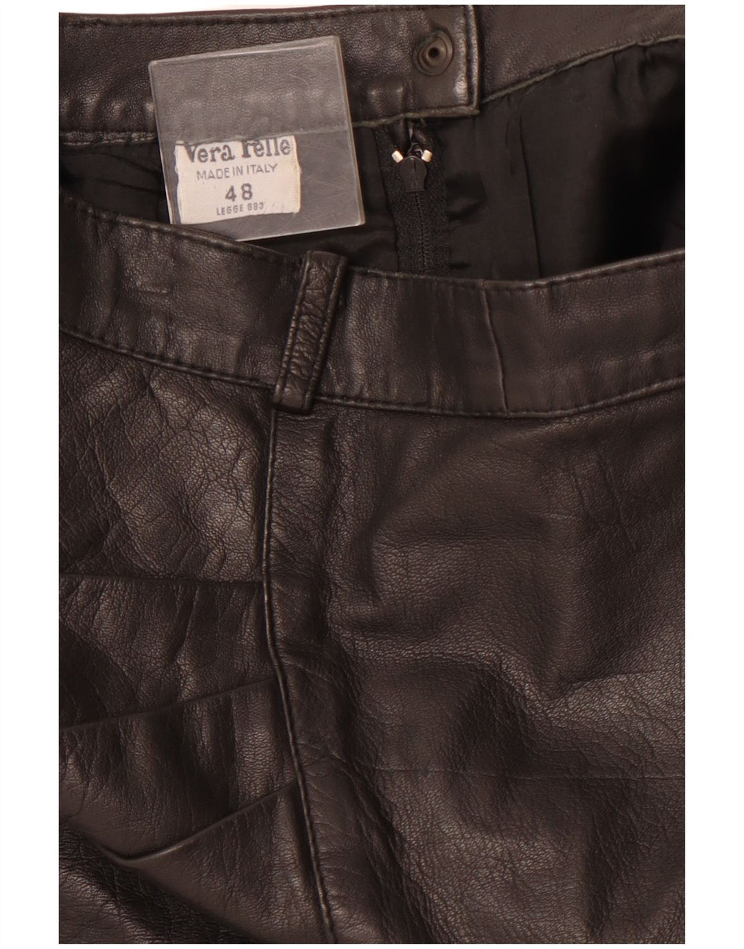 Fusta de piele VINTAGE pentru femei cu talie înaltă IT 48 XL W28 piele neagră