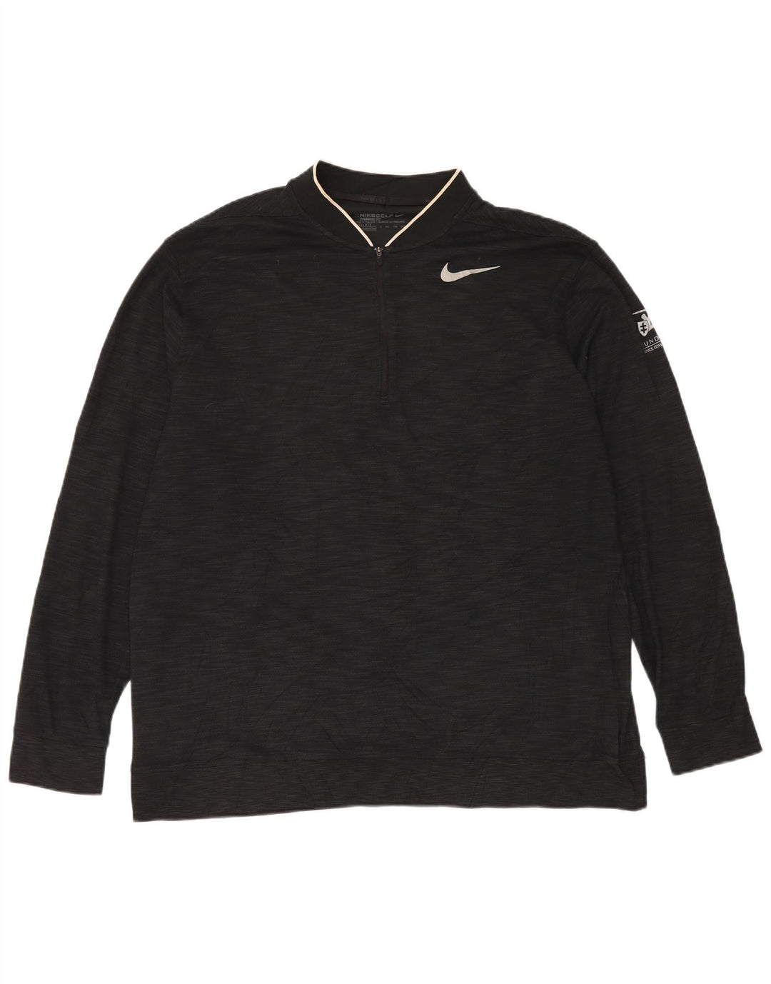 Top de trening Nike Dri Fit Zip Neck Pullover pentru bărbați, 2XL, negru, pete