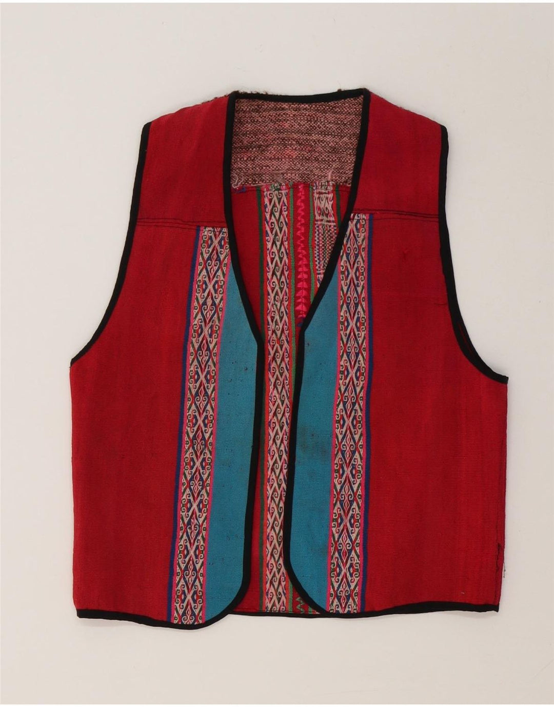 Vestă vintage pentru femei UK 12 Medium Red Geometric