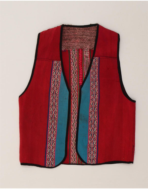 Vestă vintage pentru femei UK 12 Medium Red Geometric