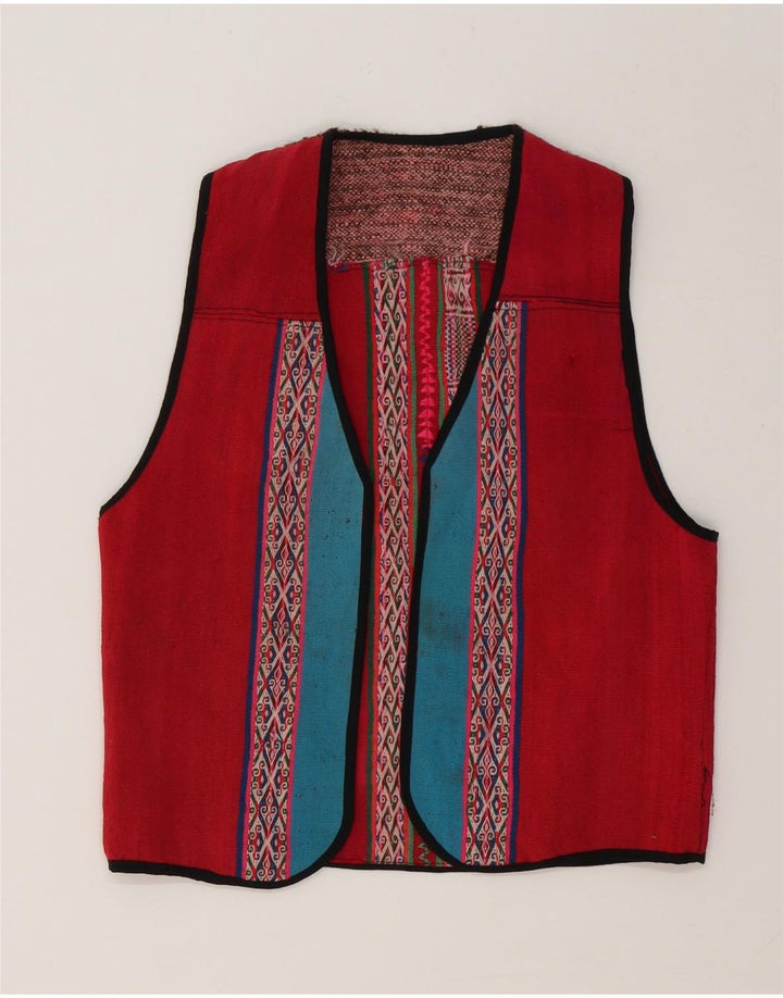 Vestă vintage pentru femei UK 12 Medium Red Geometric