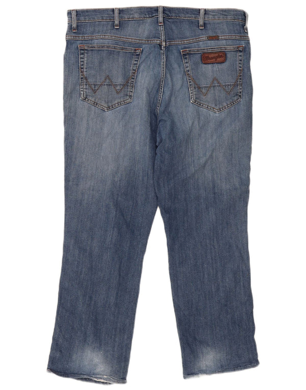 Blugi Distressed Straight Wrangler pentru bărbați W38 L27 Albastru